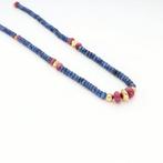 Halsketting - 14 karaat Geel goud - Saffier en Robijn, Sieraden, Tassen en Uiterlijk, Kettingen, Nieuw