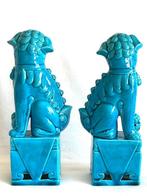 Foo Dogs - Azuurblauw porselein - China (Zonder