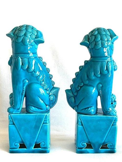 Foo Dogs - Azuurblauw porselein - China (Zonder, Antiek en Kunst, Antiek | Overige Antiek