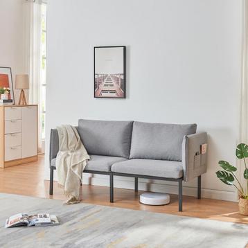 2-zitsbank Kamar 158x79x63 cm grijs en zwart [en.casa]