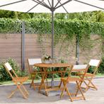 vidaXL 5-delige Tuinset massief hout en stof crèmewit, Tuin en Terras, Tuinsets en Loungesets, Verzenden, Nieuw, Hardhout, Tuinset