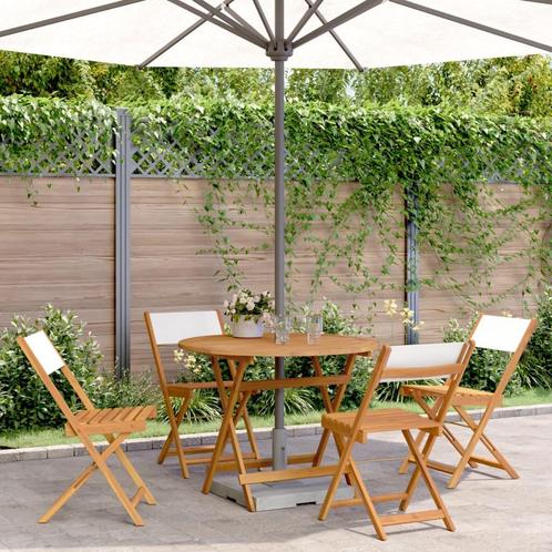 vidaXL 5-delige Tuinset massief hout en stof crèmewit, Tuin en Terras, Tuinsets en Loungesets, Tuinset, Nieuw, Hardhout, Verzenden