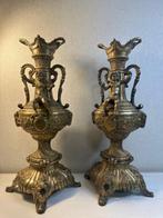Pair Of Gilt Bronze Vases/ Candle sticks With Putti  -