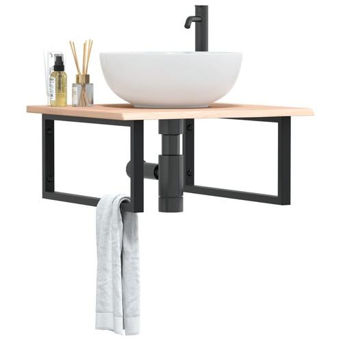 vidaXL Badkamer wandschap staal en massief eikenhout, Huis en Inrichting, Tafels | Kaptafels, Nieuw, Verzenden
