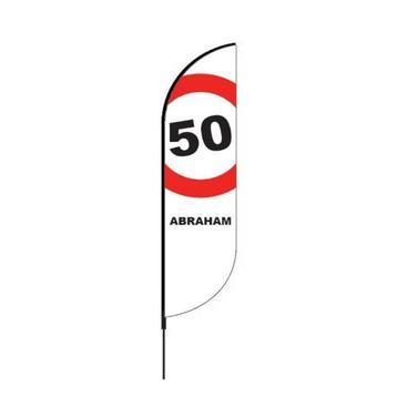 Proflag Beachflag Convex S-60 x 240 cm - Abraham 50 Jaar...