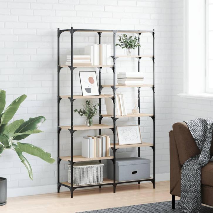 vidaXL Boekenrek 100x32x170 cm bewerkt hout en ijzer sonoma, Huis en Inrichting, Kasten | Boekenkasten, 25 tot 50 cm, Nieuw, Overige houtsoorten