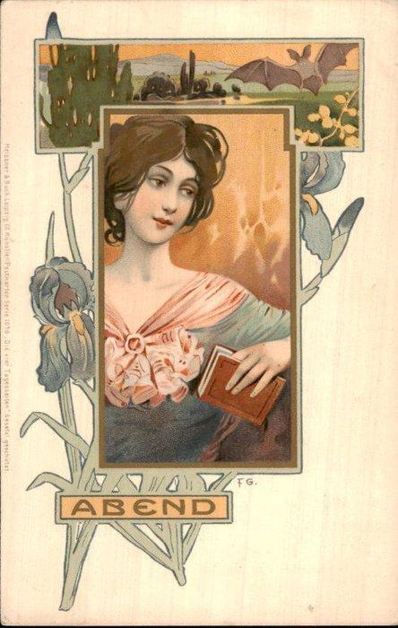 Fantasie, Vrouw / Dame / Meisje - Hoed - Glamour -, Verzamelen, Ansichtkaarten | Buitenland