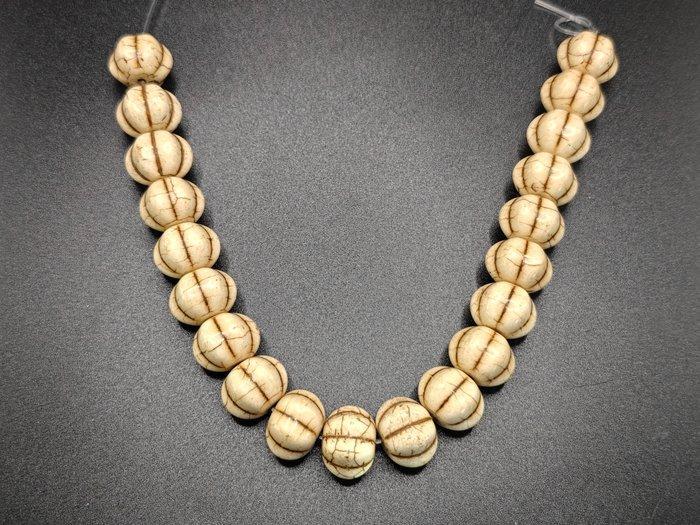 Old Serpentine Group Pompoen Kralen - Hoogte: 12 mm -, Antiek en Kunst, Curiosa en Brocante