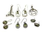 925 Zilver - 6 x Peridoet sieradencollectie - India - 32,10