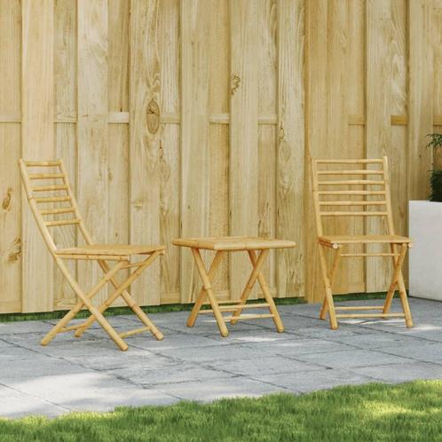 vidaXL 3-delige Bistroset bamboe, Tuin en Terras, Tuinsets en Loungesets, Nieuw, Hout, Verzenden