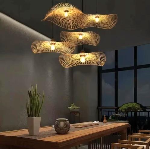 Nieuw: Japanse Boho Rotan Hanglamp | Handgemaakte Lamp E27, Huis en Inrichting, Lampen | Hanglampen, Nieuw, Overige materialen