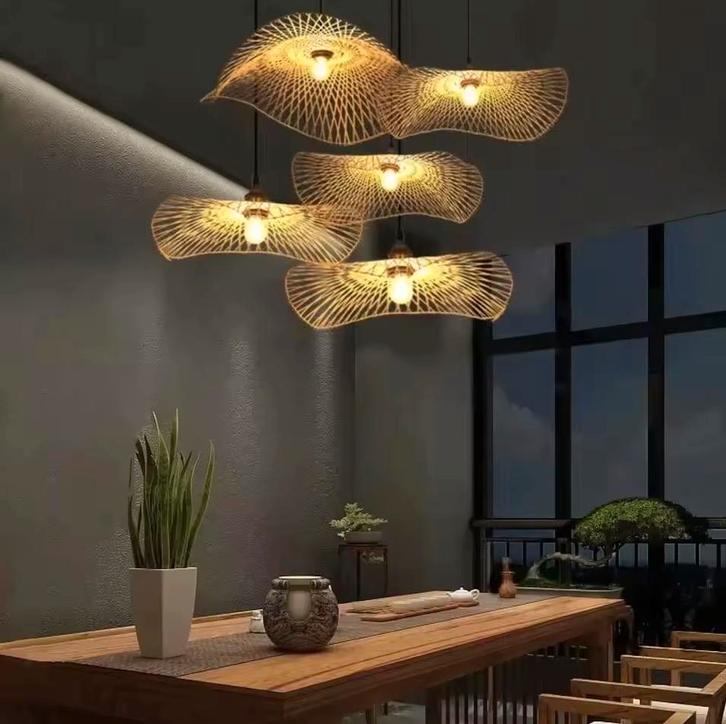 Nieuw: Japanse Boho Rotan Hanglamp | Handgemaakte Lamp E27, Huis en Inrichting, Lampen | Hanglampen, Nieuw, Overige materialen