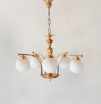Plafondlamp - Goud metaal, kristal - Vintage lamp uit de