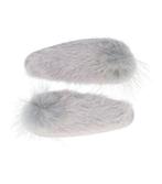 Haarspeld Klikklak Furry Pompom 7cm Grijs, Verzenden, Nieuw