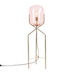 Art Deco vloerlamp messing met roze glas - Bliss, Nieuw, Glas, 100 tot 150 cm, Art Deco