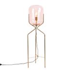 Art Deco vloerlamp messing met roze glas - Bliss, Huis en Inrichting, Lampen | Vloerlampen, Nieuw, Glas, Art Deco, 100 tot 150 cm