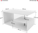 Salontafel met opbergruimte - 90x50 cm - Wit - MIADOMODO®, Verzenden, Zo goed als nieuw
