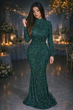 Klassieke en elegante galajurk S/M/L/XL, Kleding | Dames, Jurken, Ophalen of Verzenden, Nieuw, Groen, Onder de knie