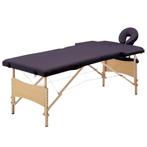 vidaXL Massagetafel inklapbaar 2 zones hout paars, Sport en Fitness, Massageproducten, Verzenden, Nieuw