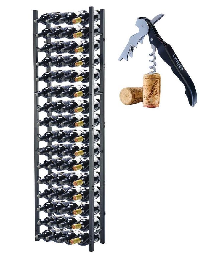 Wijnrek | 64 flessen | 45x20x160cm | Flessenrek | Staal |, Huis en Inrichting, Woonaccessoires | Wijnrekken, 75 cm of meer, 25 flessen of meer