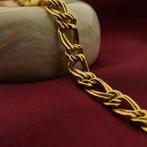 Gouden platte Prince of Wales armband | 20 cm (schakel), Ophalen of Verzenden, Gebruikt, Overige kleuren, Goud