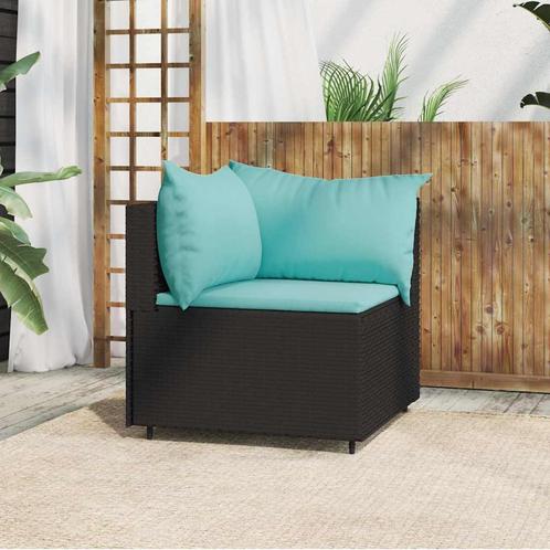 vidaXL Tuinhoekbank met kussens poly rattan zwart, Tuin en Terras, Tuinsets en Loungesets, Nieuw, Rotan, Verzenden