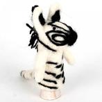 Vilten Vingerpoppetje Zebra Wit/Zwart gestreept - 10cm NIEUW, Kinderen en Baby's, Speelgoed | Poppen, Nieuw, Ophalen of Verzenden