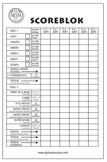 Yahtzee Scoreblok 14,5cm 250 paginas beschikbaar voor biedingen