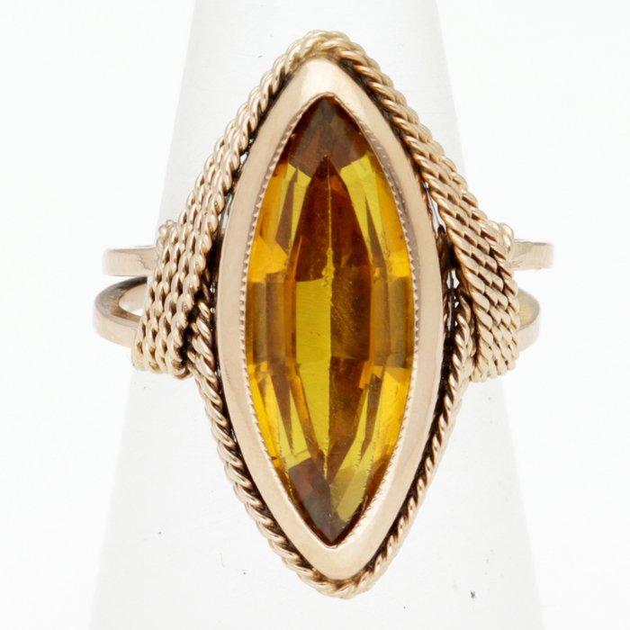 Ring - 18 karaat Geel goud Saffier, Sieraden, Tassen en Uiterlijk, Ringen