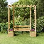 vidaXL Pergola met bank en plantenbakken geïmpregneerd, Tuin en Terras, Palen, Balken en Planken, Verzenden, Nieuw