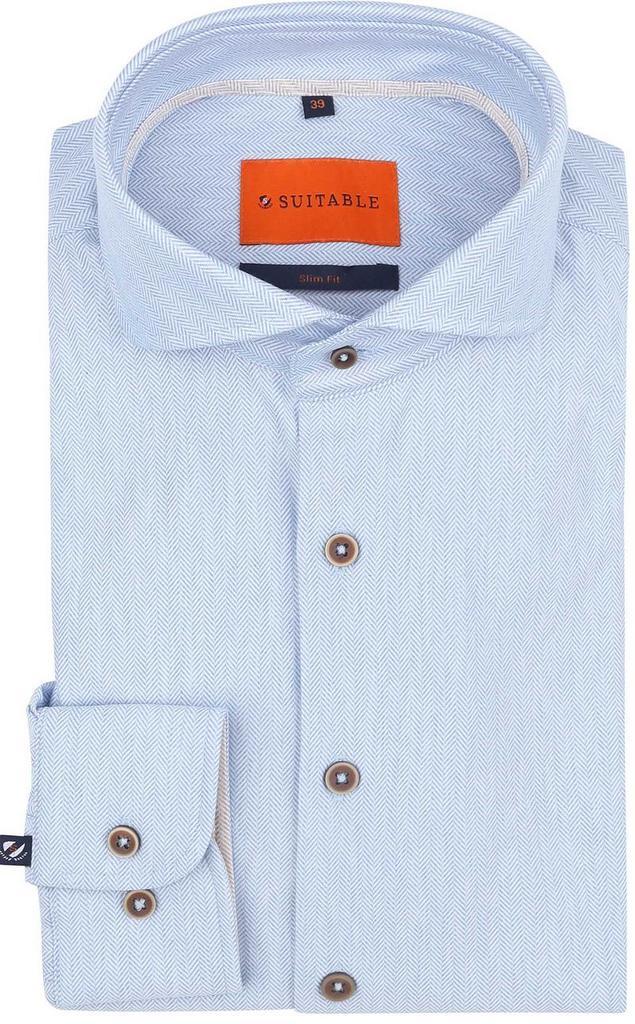 Suitable Herringbone Overhemd Lichtblauw maat 41 Heren, Kleding | Heren, Overhemden, Nieuw, Verzenden