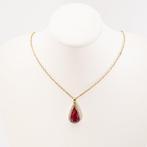 Hanger - 14 karaat Geel goud - 13.02ct. tw. Robijn - Diamant