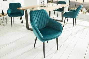 Elegante armleuningstoel TURIJN turquoise fluweel met