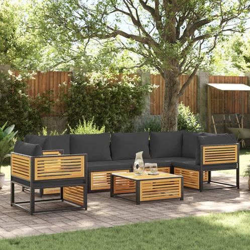 vidaXL 7-delige Tuinbankstel met kussens massief acaciahout, Tuin en Terras, Tuinsets en Loungesets, Nieuw, Hout, Verzenden