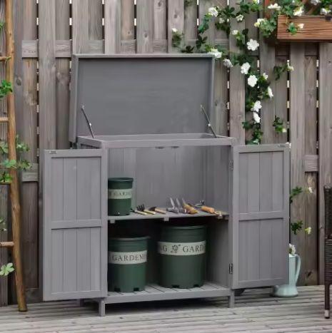 Tuinkast 74x43x88 cm – Houten Opbergkast met 2 Deuren, Tuin en Terras, Tuinmeubel-accessoires, Nieuw, Verzenden