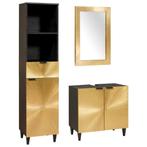 vidaXL Badkamermeubelsets 3 pcs Zwart en Goud massief, Verzenden, Nieuw, Overige typen