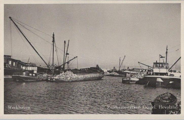 ZUIDERZEEWERKEN - Werkhaven Zuiderzeewerken Oostel. Flevo..., Verzamelen, Ansichtkaarten | Nederland, Verzenden