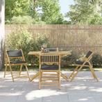 vidaXL Bistroset 4 st inklapbaar met kussens bamboe, Tuin en Terras, Tuinstoelen, Verzenden, Nieuw, Hout