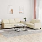vidaXL 2-delige Loungeset met kussens kunstleer crème, Huis en Inrichting, Verzenden, Nieuw, Leer, 200 tot 250 cm
