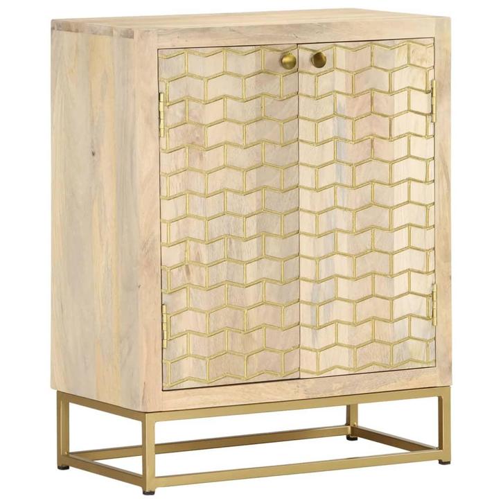 vidaXL Dressoir met 2 deuren 55x30x70 cm massief mangohout, Huis en Inrichting, Kasten | Dressoirs, 25 tot 50 cm, Nieuw, 50 tot 100 cm