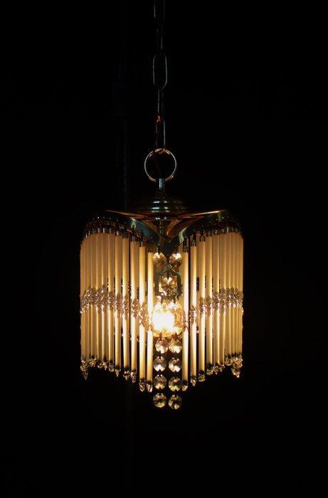 Plafondlamp - Glas, Kristal, Messing - Handgemaakt kristal, Antiek en Kunst, Curiosa en Brocante