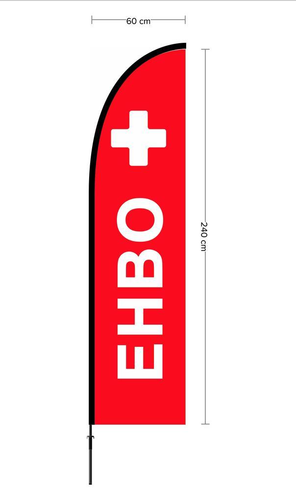Beachvlag EHBO ontwerp 2 rood doek 60x240cm, hoogte zonder, Diversen, Vlaggen en Wimpels, Nieuw