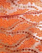 Jacquard Brokaat Goud/Oranje, Hobby en Vrije tijd, Stoffen en Lappen, Nieuw