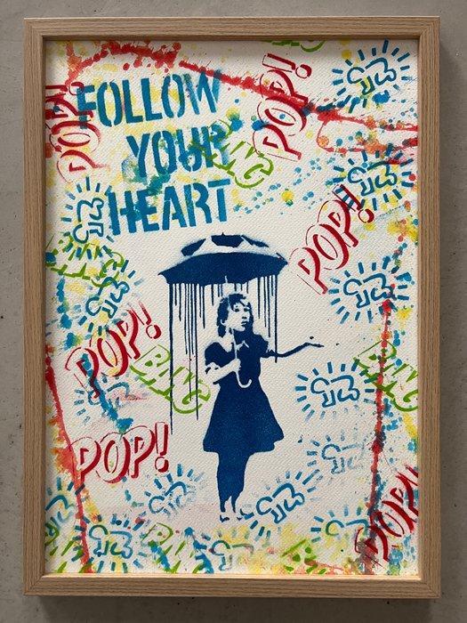 Koen Betjes (1992) - Banksy Umbrella Girl x Splash Series x, Antiek en Kunst, Kunst | Schilderijen | Modern