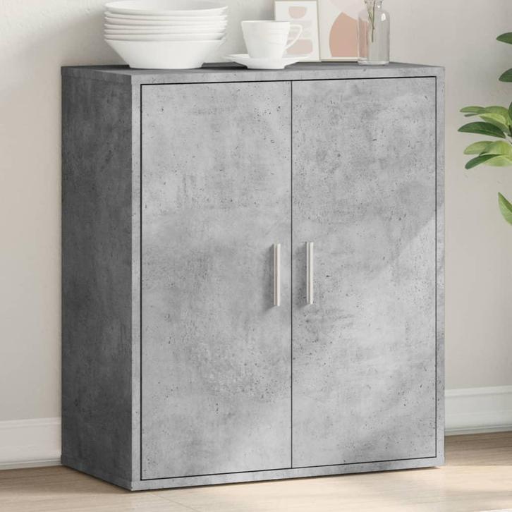 vidaXL Dressoir 79x38x80 cm bewerkt hout betongrijs, Huis en Inrichting, Kasten | Dressoirs, 25 tot 50 cm, Nieuw, 50 tot 100 cm