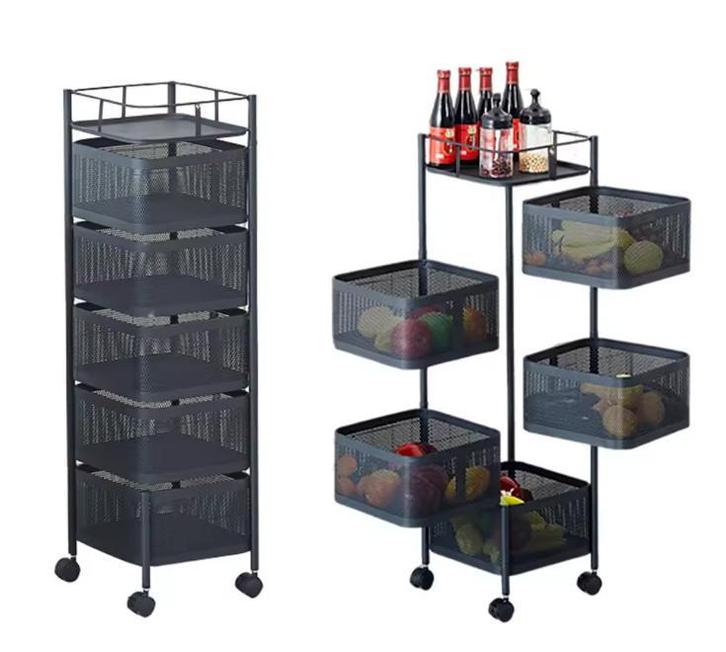 5-Laags Roterend Opbergrek met Wielen – Keuken Trolley, Huis en Inrichting, Kasten | Boekenkasten, Nieuw, Verzenden