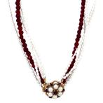 Vintage parel en kleursteen collier met dubbele entourage, Ophalen of Verzenden, Nieuw