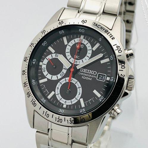 Seiko - Seiko Chronograph Black Rally Dial 100m - Zonder, Sieraden, Tassen en Uiterlijk, Horloges | Antiek