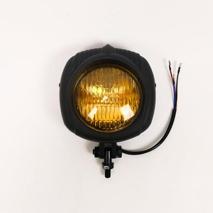 Koplamp | Vintage | Zwart | Geel| 60s Style, Motoren, Onderdelen | Merk-onafhankelijk, Nieuw, Verzenden