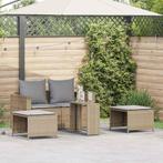 vidaXL 5-delige Tuinbankstel met kussens stapelbaar beige, Verzenden, Nieuw, Rotan